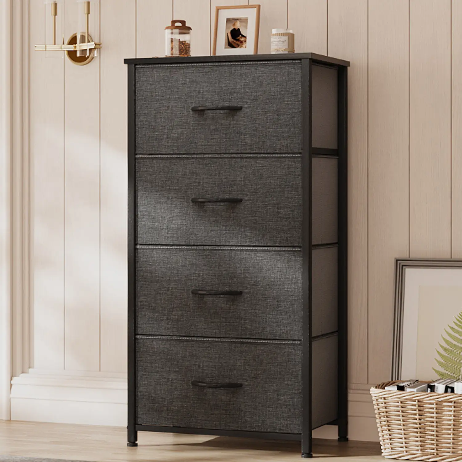 Yitahome Storage Tower with 4 Drawers - Fabric Dresser, Organizer Unit for Bedroom, Living Room, Closets & Nursery - Sturdy Steel Frame, Easy Pull Fab