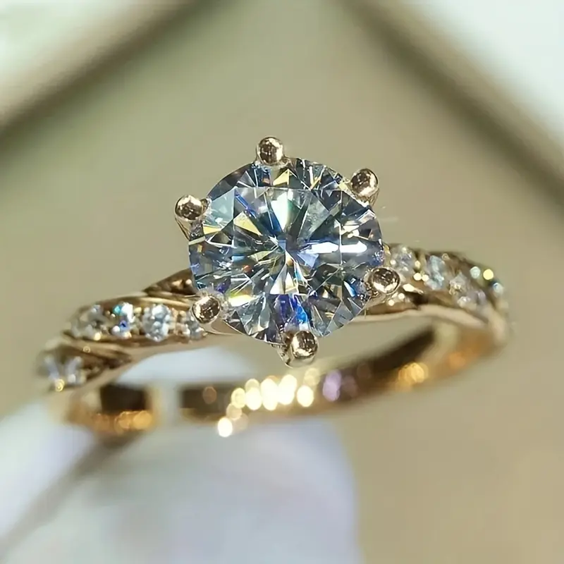 Elegant promise ring 18K gold plated paved shining zirconia symbol of beauty and elegance engagement/wedding ring dupes luxury jewelry