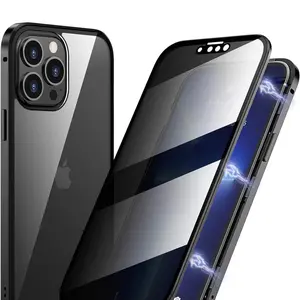 Magnetic  privacy phone case 360 class protection (Purple and BLACK color)Waterproof Aluminium Metal