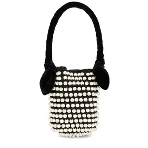 Lele Sadoughi Beatrix Pearl Crochet Bag in Jet