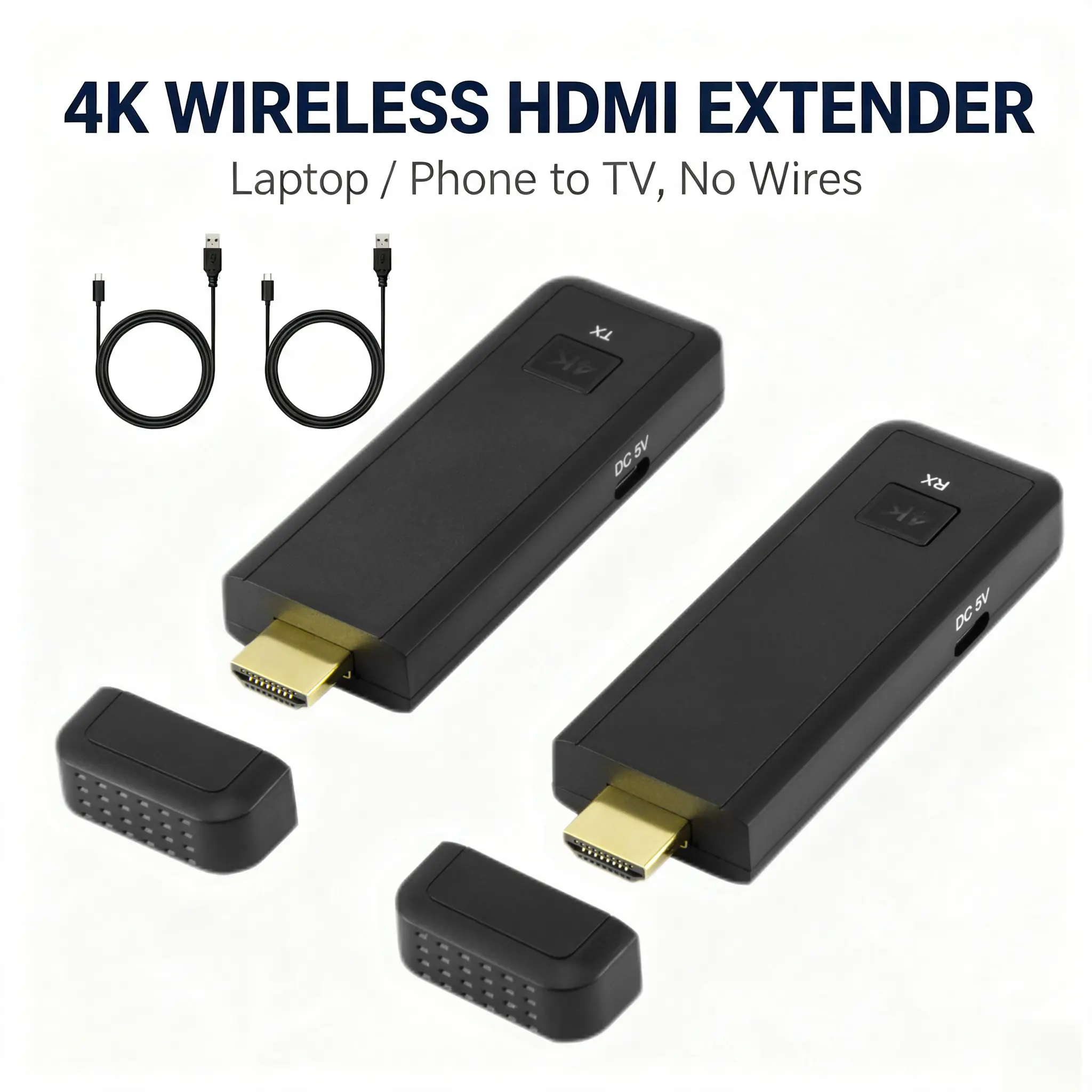 4K Wireless HDMI Extender, 5GHz WiFi Screen Mirroring Transmitter & Receiver Kit, Dongle for Laptop PC Phone to TV Projector Smartphone, Wireless Display
