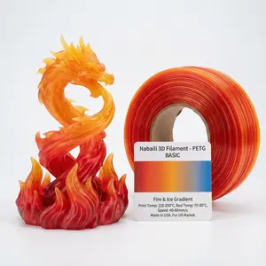 Nabaili BASIC Matte Fire & Ice Gradient PETG 3D Printer Filament #WJHY, Gradient Print, 220-250°C Print Temp, 70-80°C Bed Temp, 40-60mm/s Speed (Computers & Office 3D Printing Supplies)