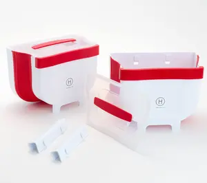 Henning Lee Set of 2 Collapsible Waste Bins with Lids, 1.2 Gal Home Care Supplies Storage Bins