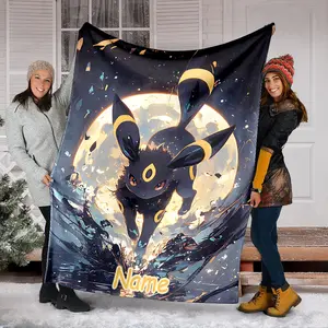 Umbreon Printed Blanket Can Be Custom with Name, Soft and Warm, Suitable for Home, Office, Camping and Car Holiday Gifts