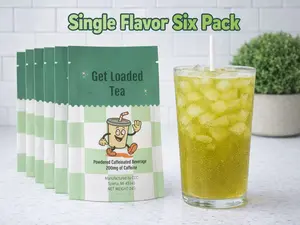 6 Pack Single Flavor Loaded Tea | 32oz Caffeinated Flavored Hydration Powder Beverage Mix | Made in USA | Easy to Mix