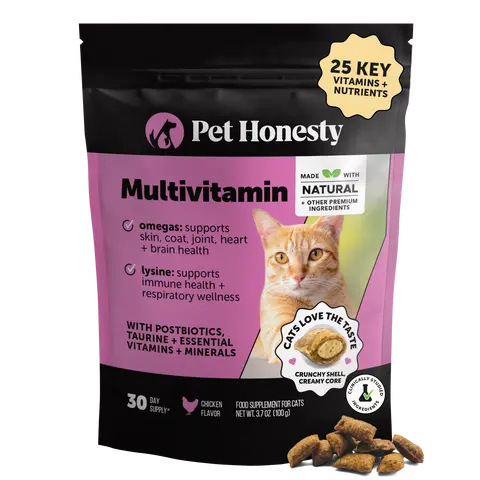 Pet Honesty Crunchy, Creamy Daily Multivitamin for Cat Treat Alternative (Chicken Flavor) 3.7 oz - Supports Immune, Heart, Joint, Skin & Gut Health Supplement for Cats with Natural Ingredients