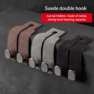 Car Hook for Seat Back — Upgraded Hidden Dual Hooks, Leather Flip Design, Interior Storage Bag Hook for Rear Seats