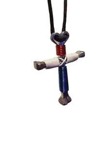 Handmade Horseshoe Nail Cross Necklace. Fully Adjustable Rope. Great for kids or adults.