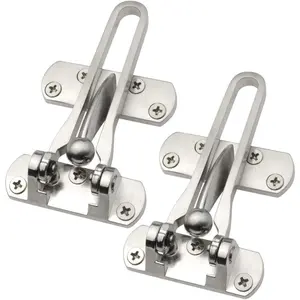 2 Pack Home Security Door Lock, Latch Guard Clasp Front Door Locks for Kids, Home Reinforcement Lock for Swing-in Doors, Hotel Door Latches, Thicken Solid Aluminium Alloy, Satin Nickel