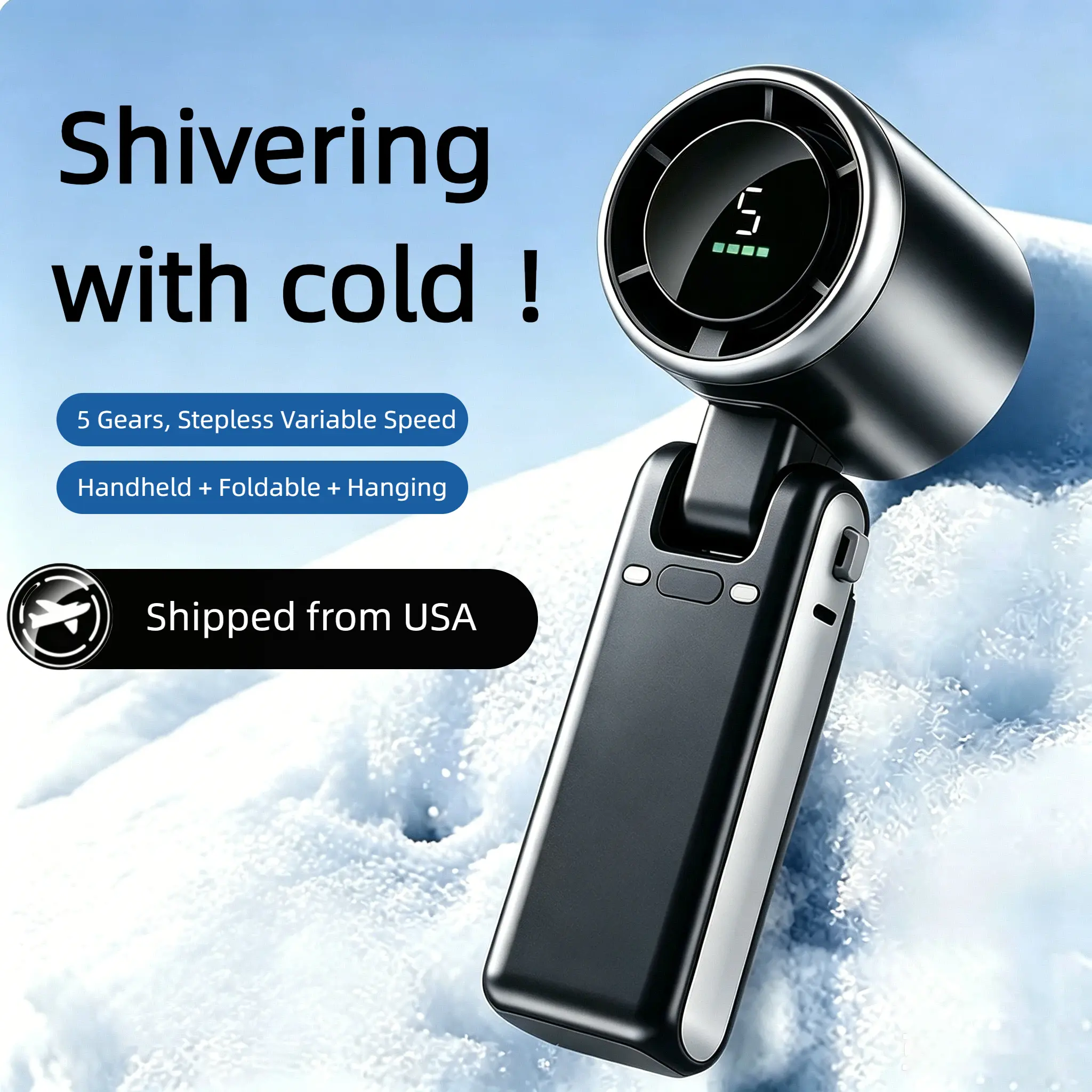 2026 New Arrival 3-in-1 Turbo Hand Fan, Rechargeable Portable Cooling Fan with 5 Adjustable Wind Gears, 6 Hours Long Runtime, Mini Personal Fan for Travel, Work & Outdoor Use