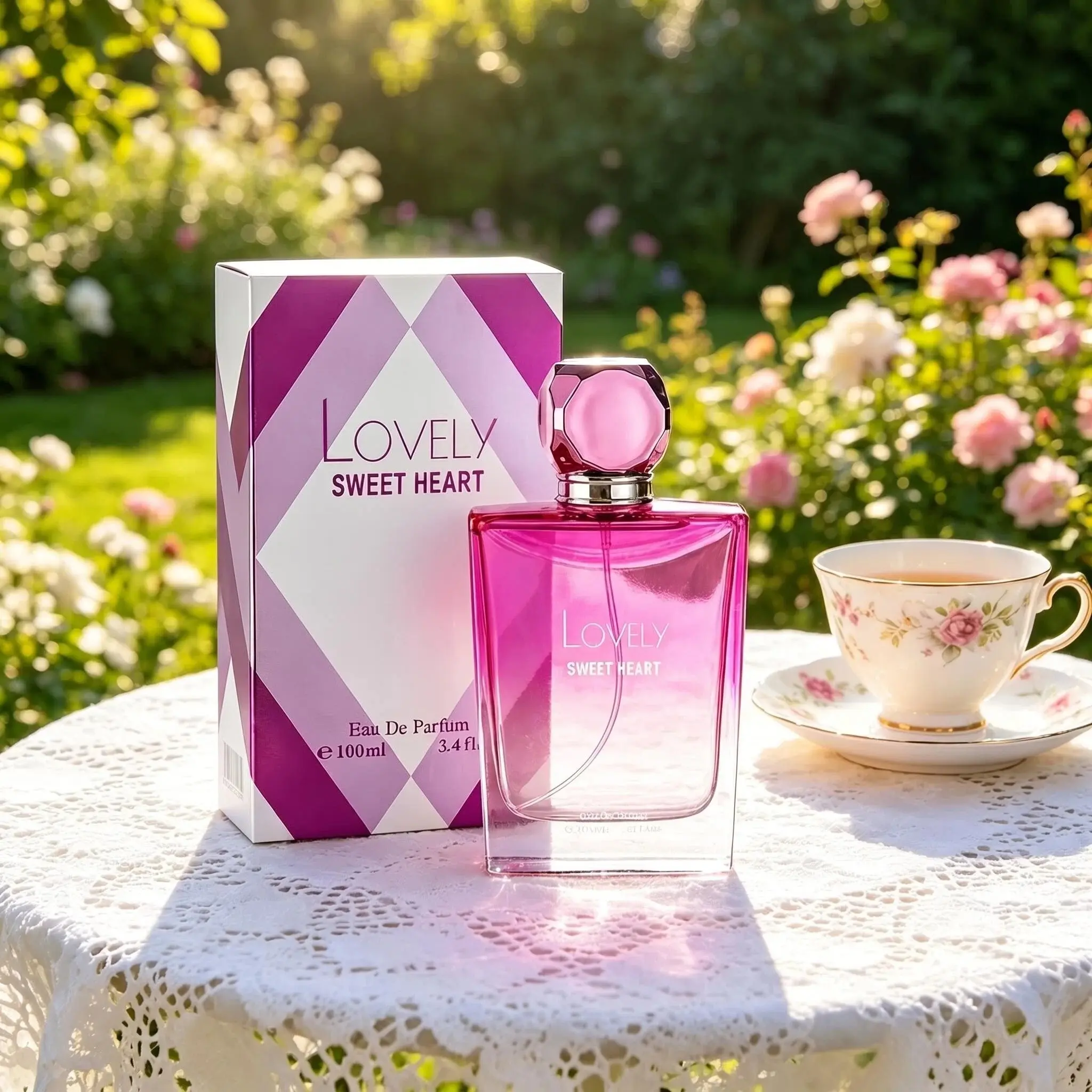LOVELY SWEET HEART Unisex Eau de Parfum 100ml (3.4 fl.oz), Fruity Floral Long Lasting Fragrance for Women and Men, Featuring Lychee Peach Jasmine Lily & Warm Amber Musk, Elegant Cozy Romantic Scent, Perfect Gift for Her, perfume para hombres couple