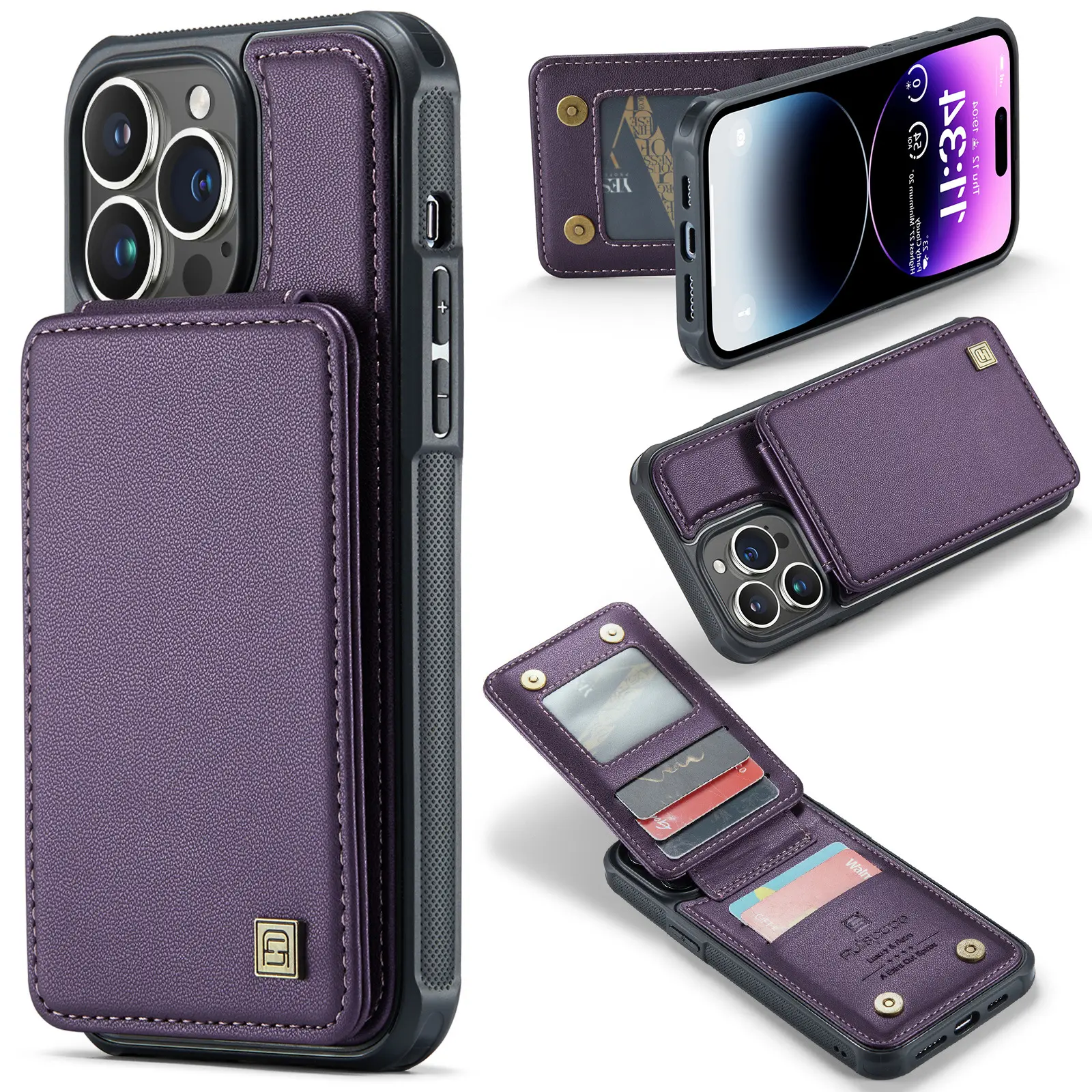 OREKROY Retro PU Leather Wallet Phone Case for iPhone 17 16 15 14 13 12 Pro Max 17 Air with RFID Blocking, Card Holder, Magnetic Back, Shockproof Flip Cover, Stand Function, Full Protection, Anti-Scratch Design