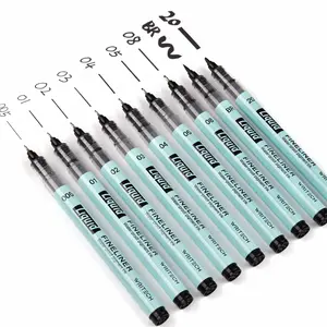 Writech Liquid Fineliner Pens Black Precision Multiliner Micro Pen 9 Pack for Journaling, Drawing & Calligraphy Art Supplies