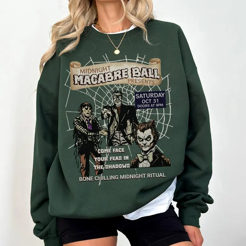 Vintage Halloween Sweatshirt, Horror Movie Crewneck, Gothic Spooky Season Sweatshirt, Retro Monster Mash Halloween Graphic Pullover Gift