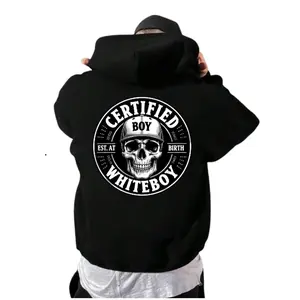Certified Whiteb0yy Skull Graphic Hoodie, Streetwear Shirt, Edgy Back Print T Shirt, Bold Statement Casual Top, Est At Birth Sweatshirt, Unisex Sweater Pullover Tee