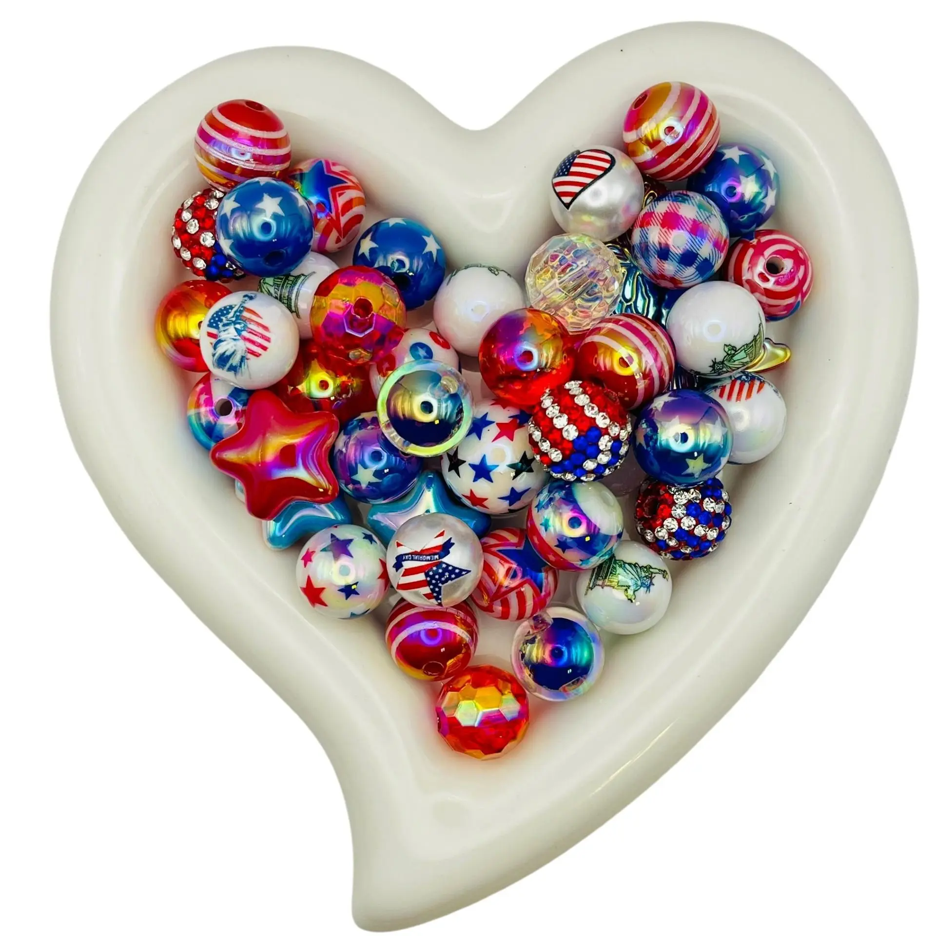 Red White & Blue Bead Mix  Patriotic DIY Beads – USA 4th of July Craft Mix for Pens, Keychains & Jewelry