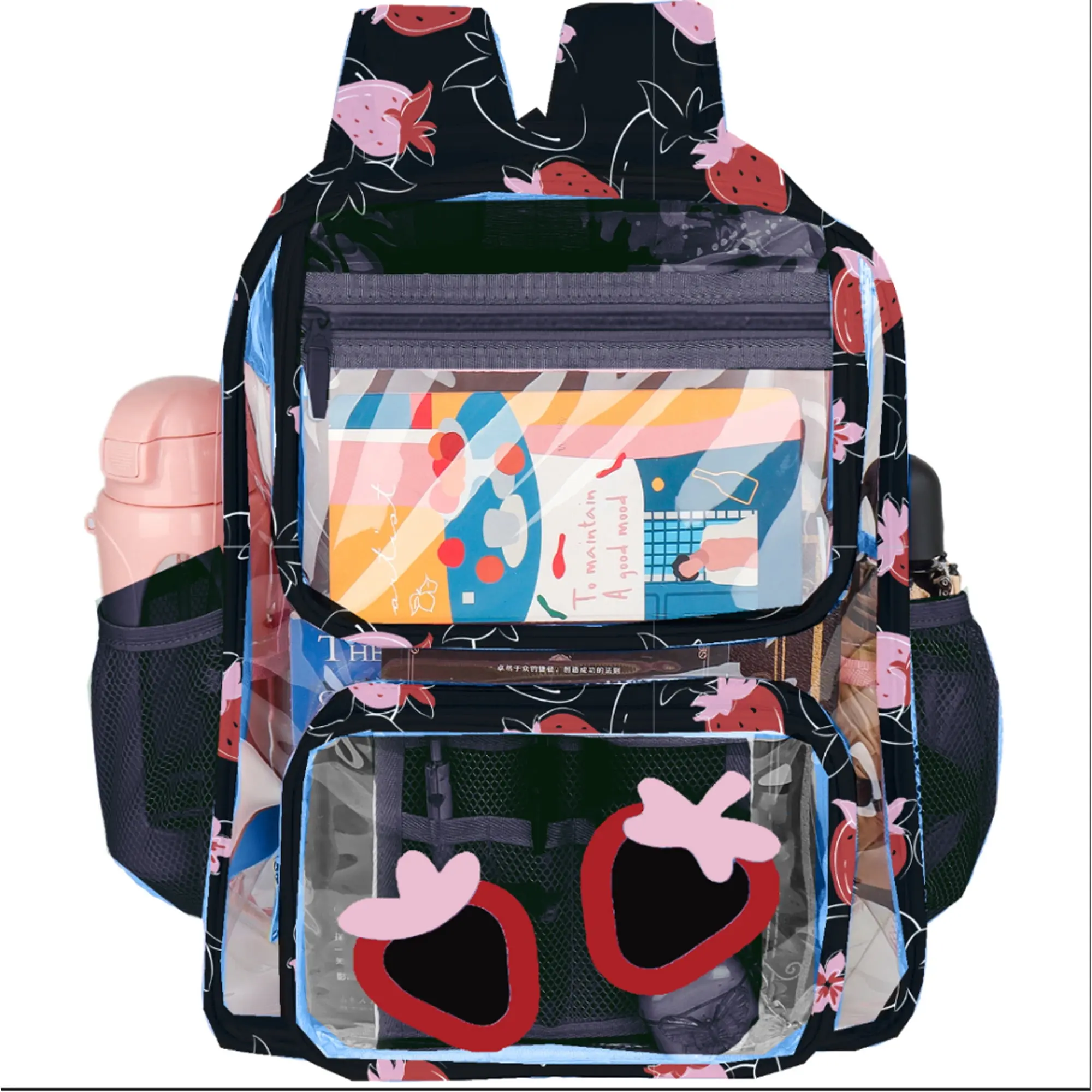 DAKIMOE Clear Backpack Heavy Duty Stadium Approved School Cute Transparent Backpacks Clear Bag Travel