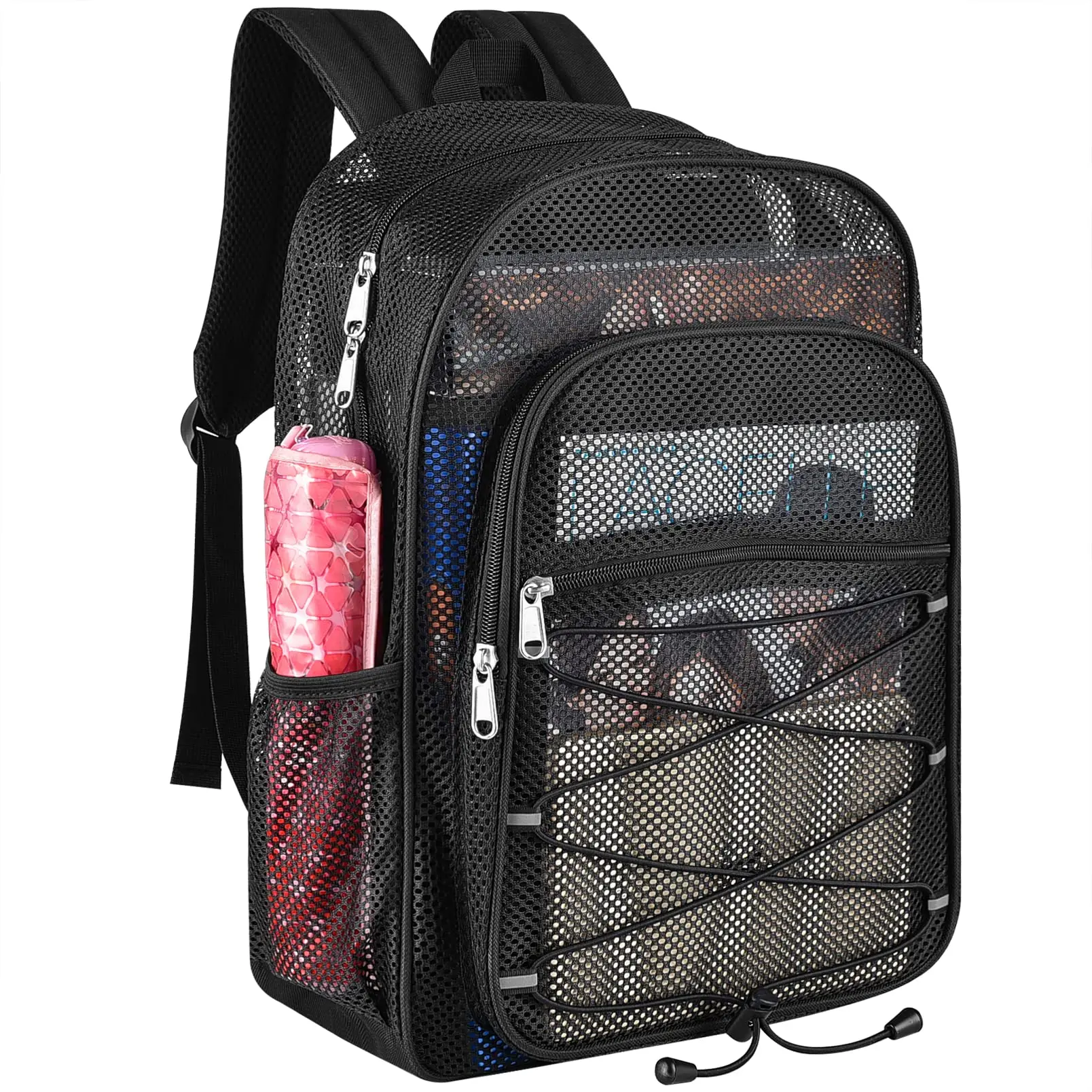Heavy Duty Mesh Backpacks for Adults See Through School Bags with Adjustable Straps for Swimming Fitness Sports Carry Portable Oxygen Concentrators