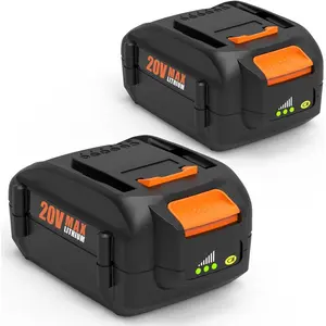 High quality 2-Pack 6.5Ah Battery Replacement for Worx 20V Battery Power ShareWA3575 WA3525 WA3578 WA3520 WA3742 WA3669 WG155s WG251s WG890 WG890 WG891 Compatible with Worx 20 Volt Max Cordless Tools