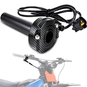 Electric Dirt Bike Throttle Twist Handle Throttle Cable for Sur Ron Light Bee X LBX E-Ride Pro SS S Carbon Fiber Pattern Handlebar Grip Motorcycle Parts