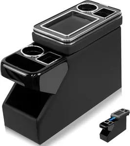 Truck Center Console Between Seat for Minivans, SUVs, Middle Van Bench Organizer for Floor Console Organizer Storage Box with Sliding Lid Design