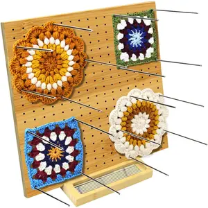 11.8" Blocking Board with 20 Steel Pins, Handcrafted Knitting Blocking Mat for Knitting and Granny Squares, Crochet Gifts for Crocheters