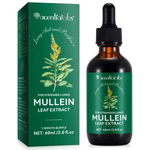 Acentiallabs Organic Mullein Drops for Lungs - 60ml Leaf Extract for Lung & Bronchial Cleanse - 1 Month Supply - Respiratory Health Support - US Liquid Supplement Solution
