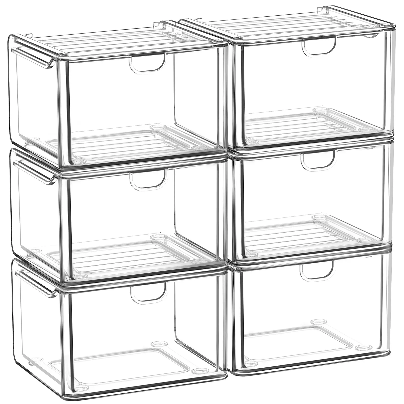 12-Pack Clear Acrylic Stackable Storage Boxes, Multi-Purpose Desktop Organizer for Makeup, Cosmetics & Office Supplies