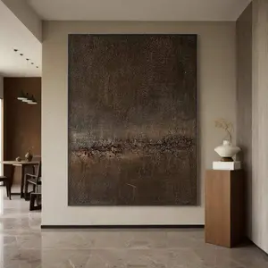 canvasBlack And Brown Minimalist Wall Art,Large Original Abstract Painting,Oversized Textured Canvas Art,Neutral Wabi-sabi Painting,Home Decor Art Artistic Print Box Cotton