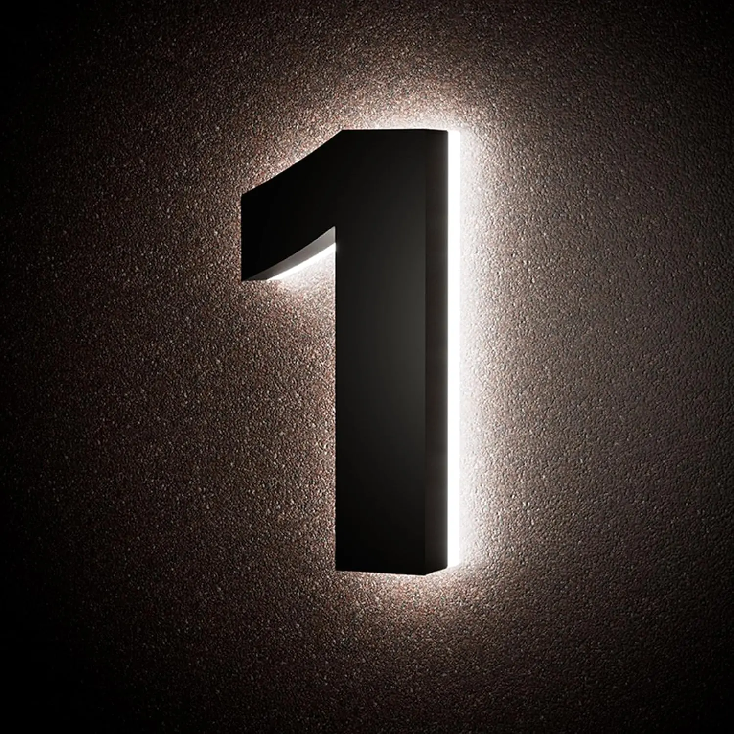 5in Translucent Stainless Wall Address Numbers, LED Backlit Waterproof for Houses, 5in-0-Black Lighted Home Address Plaques