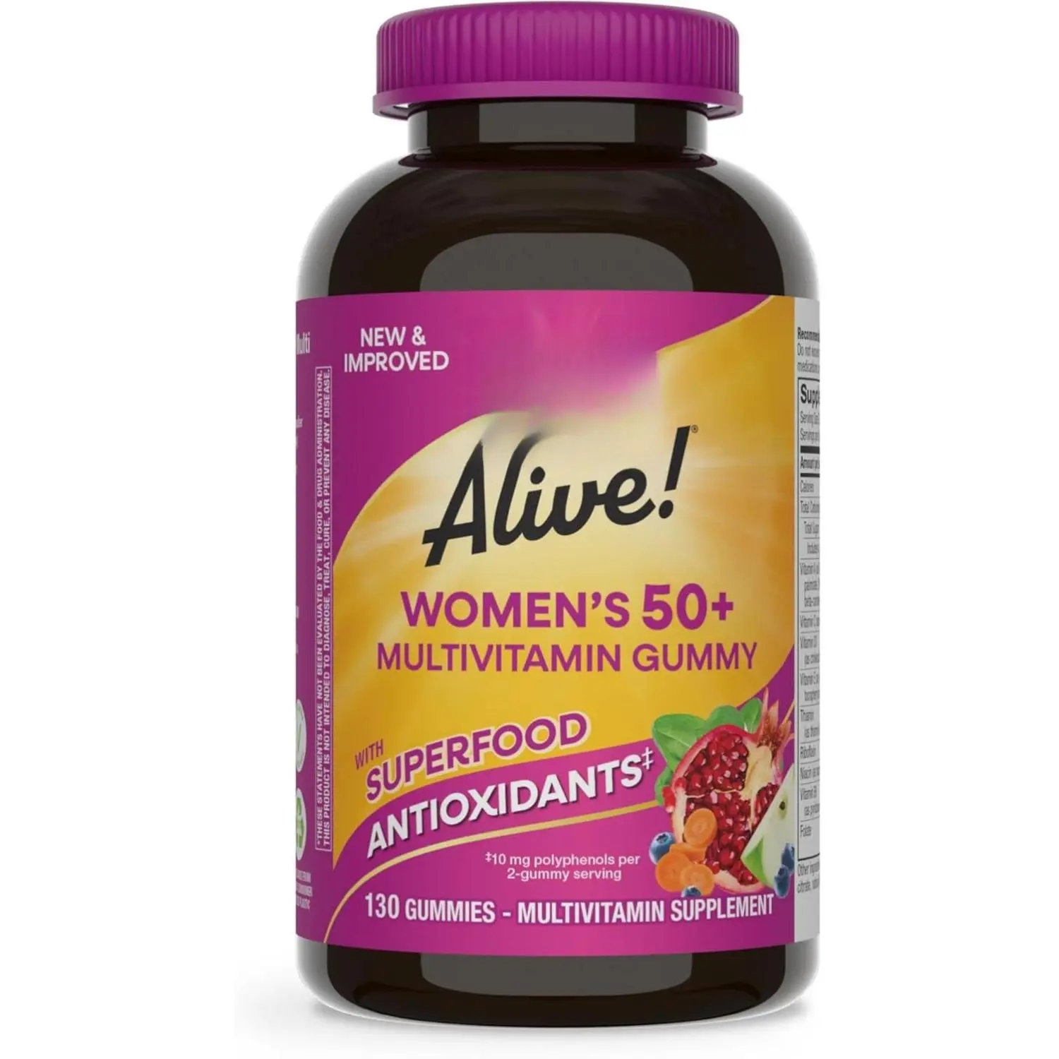 Alive! Women’s 50+ Daily Gummy Multivitamins, Supports Multiple Body Systems*, Supports Healthy Heart, Brain & Bones