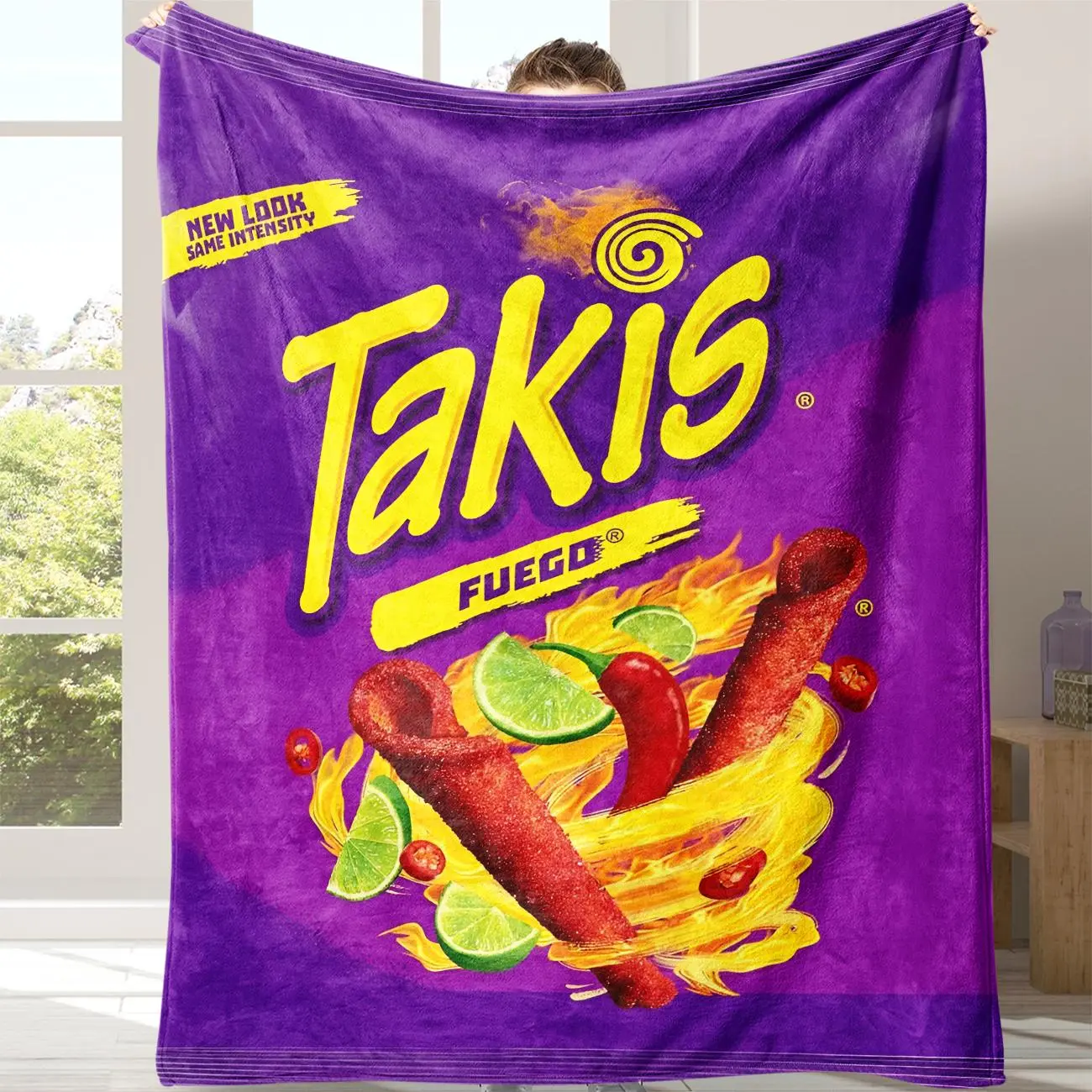 Takis Fuego Flannel Throw Blanket, 1 Count Soft Winter Blanket, Warm Nap Blanket for Home Office Travel Camping, Soft Blankets, Food Themed Blanket
