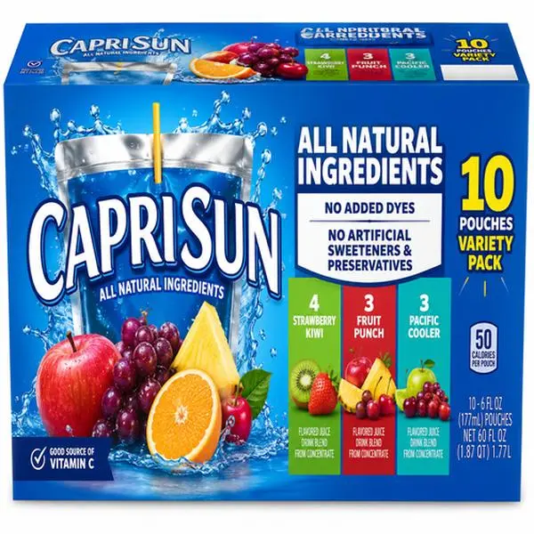 Fruit Juice Drink Variety Pack, Ready-to-Drink Juice Pouches, Assorted Fruit Flavors, 6 fl oz Pouches, 10 Pack