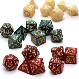 Dragon Pattern D&d Dice Set, Multi-Sided D4-D20 Dice for Tabletop Games, Ideal Gift for Birthdays & Holidays, Durable