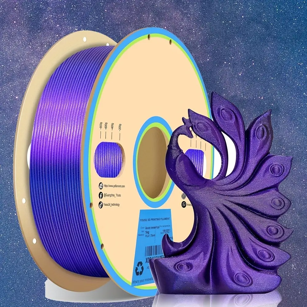 Laser Chameleon Night Glow Pla Filament 1.75mm High Precision ±0.02mm Rainbow Gloss Light Up Dark DIY Material Gift