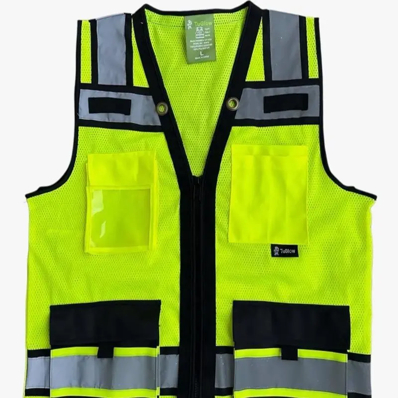 Super Duty Mesh High Visibility Safety Vest ANSI/ISEA Class 3 Type R with Zipper for iPad, Reflective Safety, Back Pocket