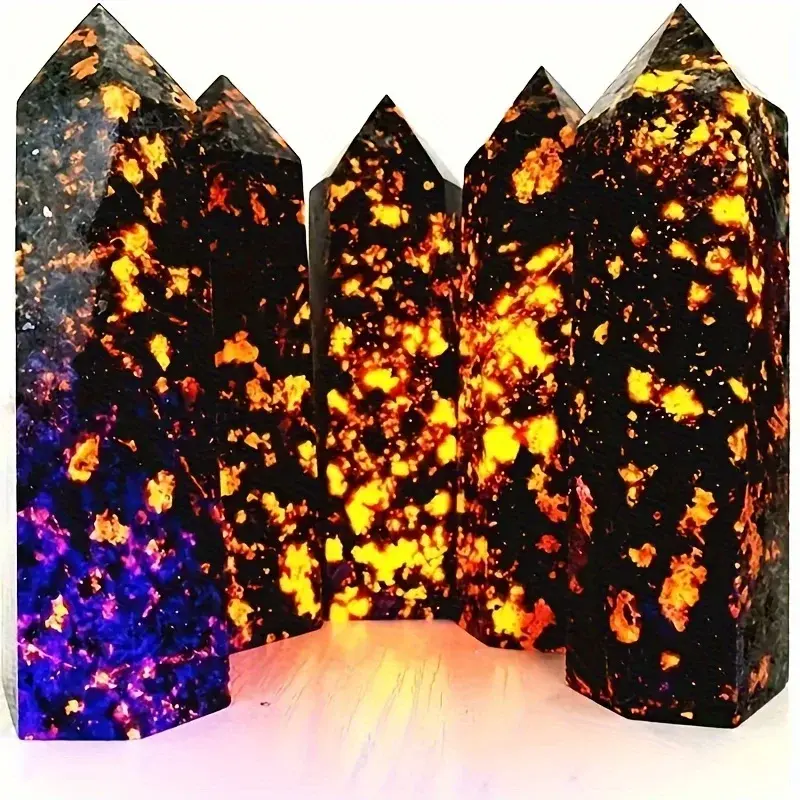 1pc Natural Yooperlite Tower Flame Stone Column, Raw Stone Craft