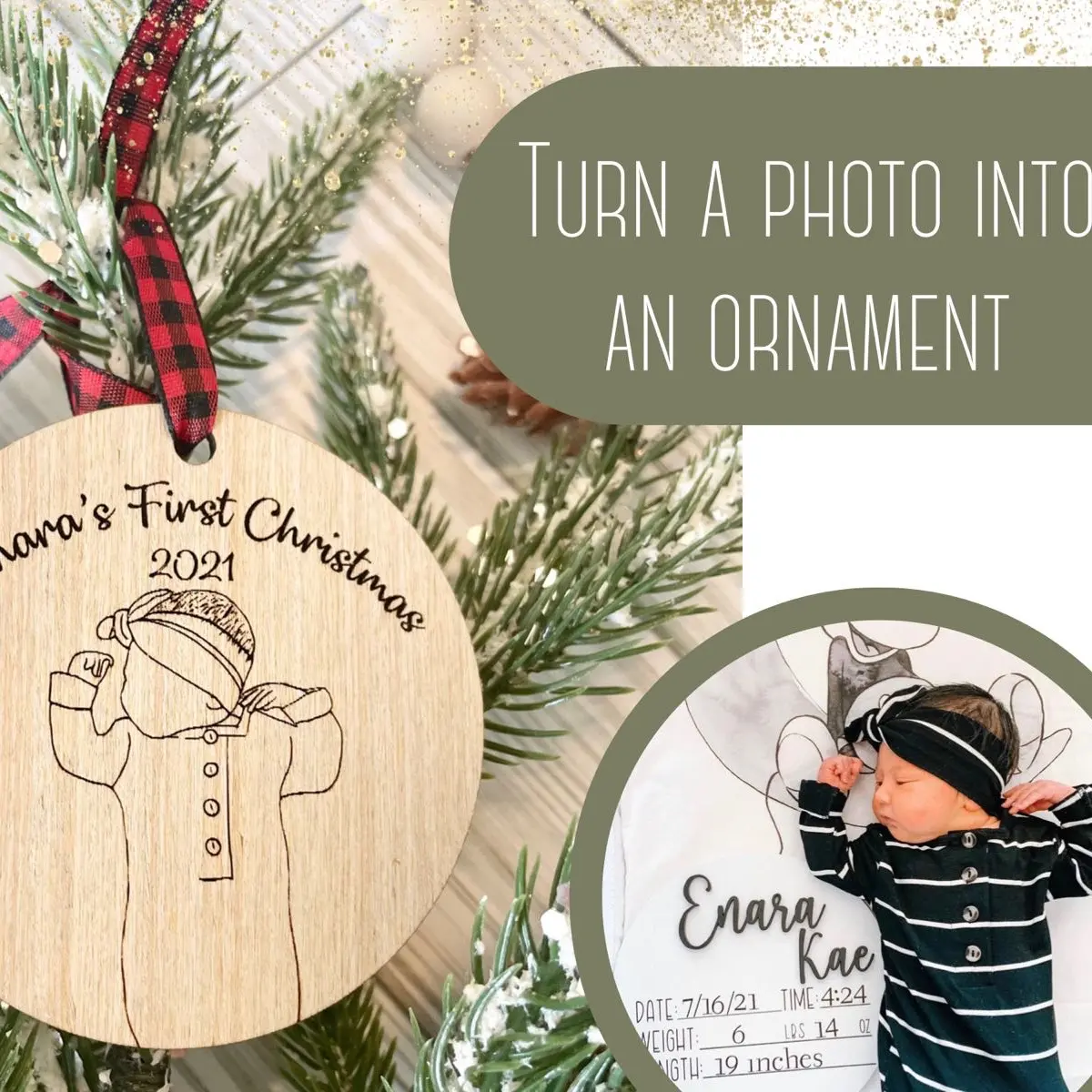 Baby’s First Christmas |  Baby Ornament | Photo Ornament | Newborn Ornament | Baby Gift | Gift For New Mom | Gift Gift Decoration Friends Friends