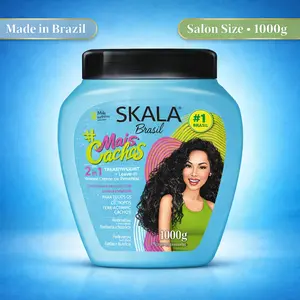 Skala Brasil Mais Cachos Curly Hair Cream 1000g – 2-in-1 Treatment & Leave-In Gel Haircare with Organic Keratin, Vegan Moisture for Defined Curls