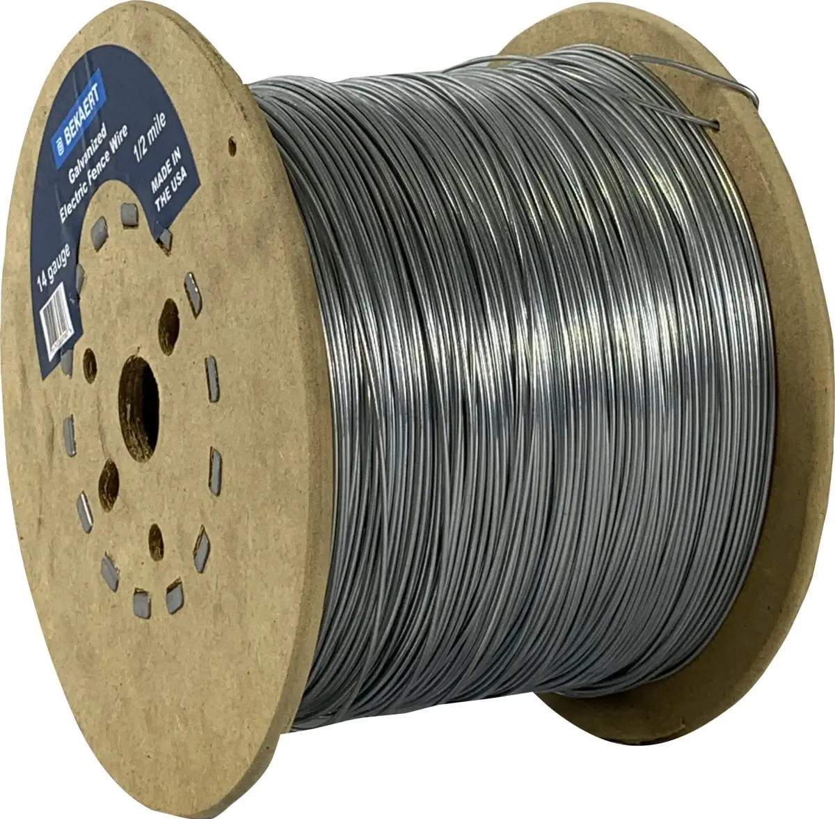 Bekaert 118306 Commercial Grade Galvanized Electric Fence Wire - 14 Gauge, 2640 ft, 45 lbs, 9.75 in, Compatible with All Farm Voltages