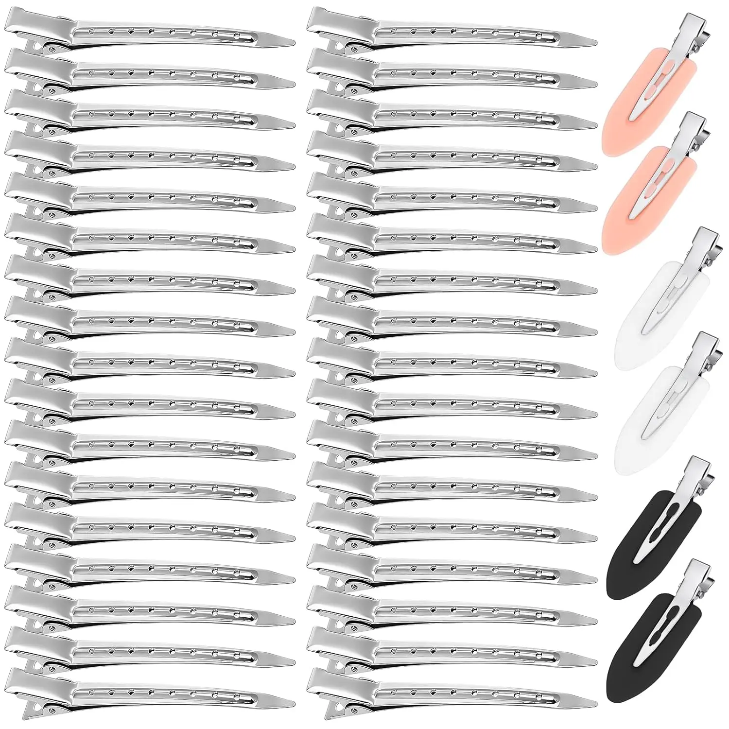 40 count Hair Clips Women Styling,  Metal Hair Clips, Hair Pin  Rollers Clips, 34 count 3.5"Duckbill Sectioning Hair Clips and 6 count 2.3"No Crease Clips