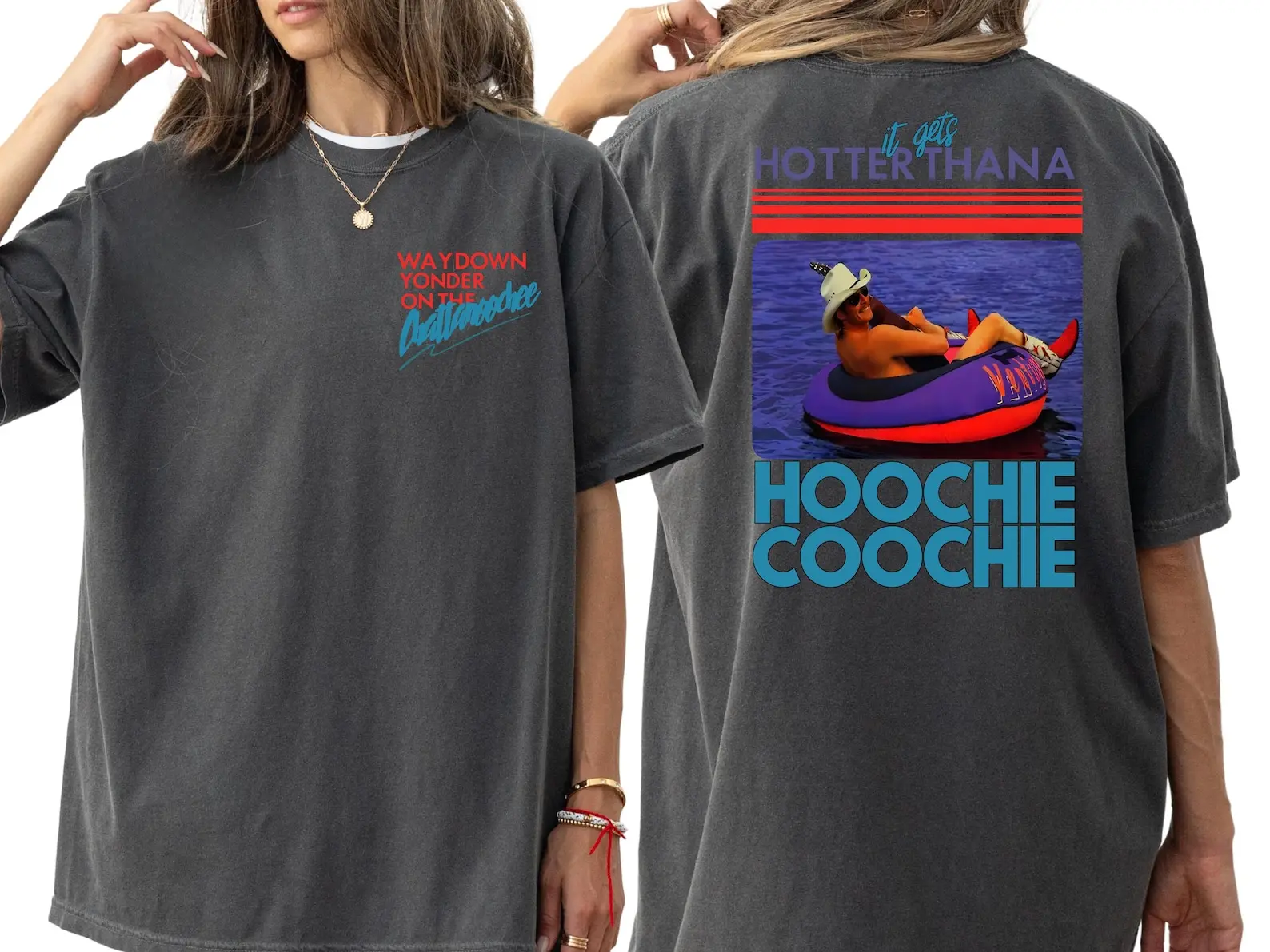 Meme T-Shirt, Hotter Than A Hoochie Coochie, Comfort Colors Cotton Tee, Summer Vacation, 90s Country Music Gift, Summer Vibes Shirt, Graphic Tee, Casual Tops