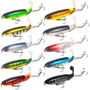 5/6/10/20 Pcs Whopper Fishing Lure, for Bass Popper Top Water Fishing Lures, with Floating Rotating Tail Barb Treble Hooks, in Saltwater Freshwater Plopping Lures Kit, Attend a Party as a Gift to Give