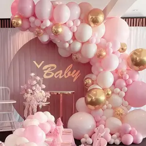 Pink Theme Balloon Arch Kit, 104pcs/set Mixed Color Latex Balloon, Atmosphere Layout Scene Decoration Supplies for Wedding Birthday Festival Party, Design