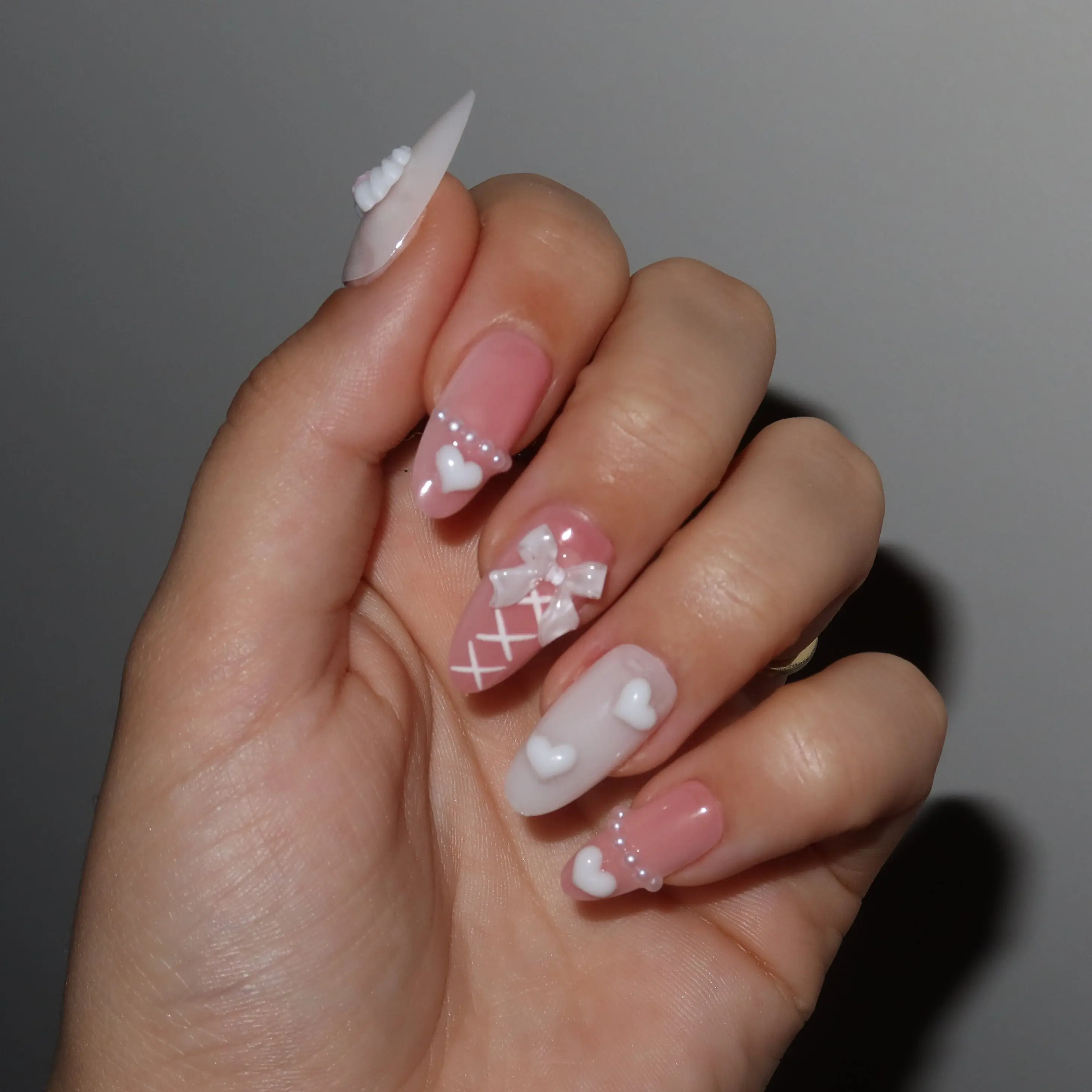 Heavens Lost Angel Nail Art Celestial Charm Dreamy Ethereal Aesthetic Angel Inspired Soft Romantic Enchanting Nails, Nail Art Design, Press-On Nails