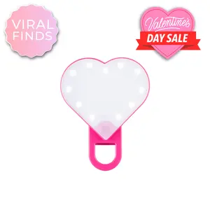 RIKI Sweetheart Clip-On Selfie Light & Makeup Mirror with 5 Adjustable Brightness Settings