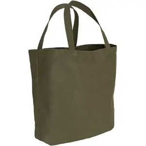 Olive Drab - Heavyweight Cotton Canvas Solid Tote Carry Bag