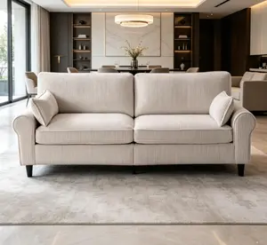 80.7" Corduroy Loveseat Sofa, 2-Seater Couch with Rolled Armrests, Iron & Wood Frame Construction, Modern Upholstered Sofa for Living Room