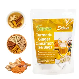 Premium Turmeric Ginger Cinnamon Tea Bags 100% Natural Pure Powdered Dairy-Free Sugar-Free Vegan Gluten-Free Keto-Friendly Caffeine-Free 120 Bags Herbal Remedy Value Pack, Fiber, Beverage,summerwins
