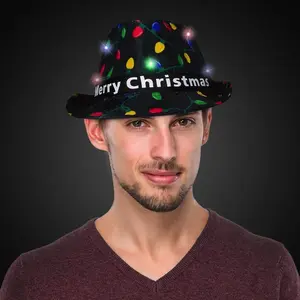 LED Merry Christmas Fedora Hat with Colorful Lights
